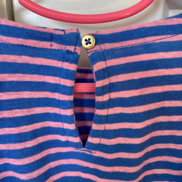 J. Crew Crewcuts Pink and Blue Striped Ruffle Dress Size 4 Girls - Picture 3 of 5